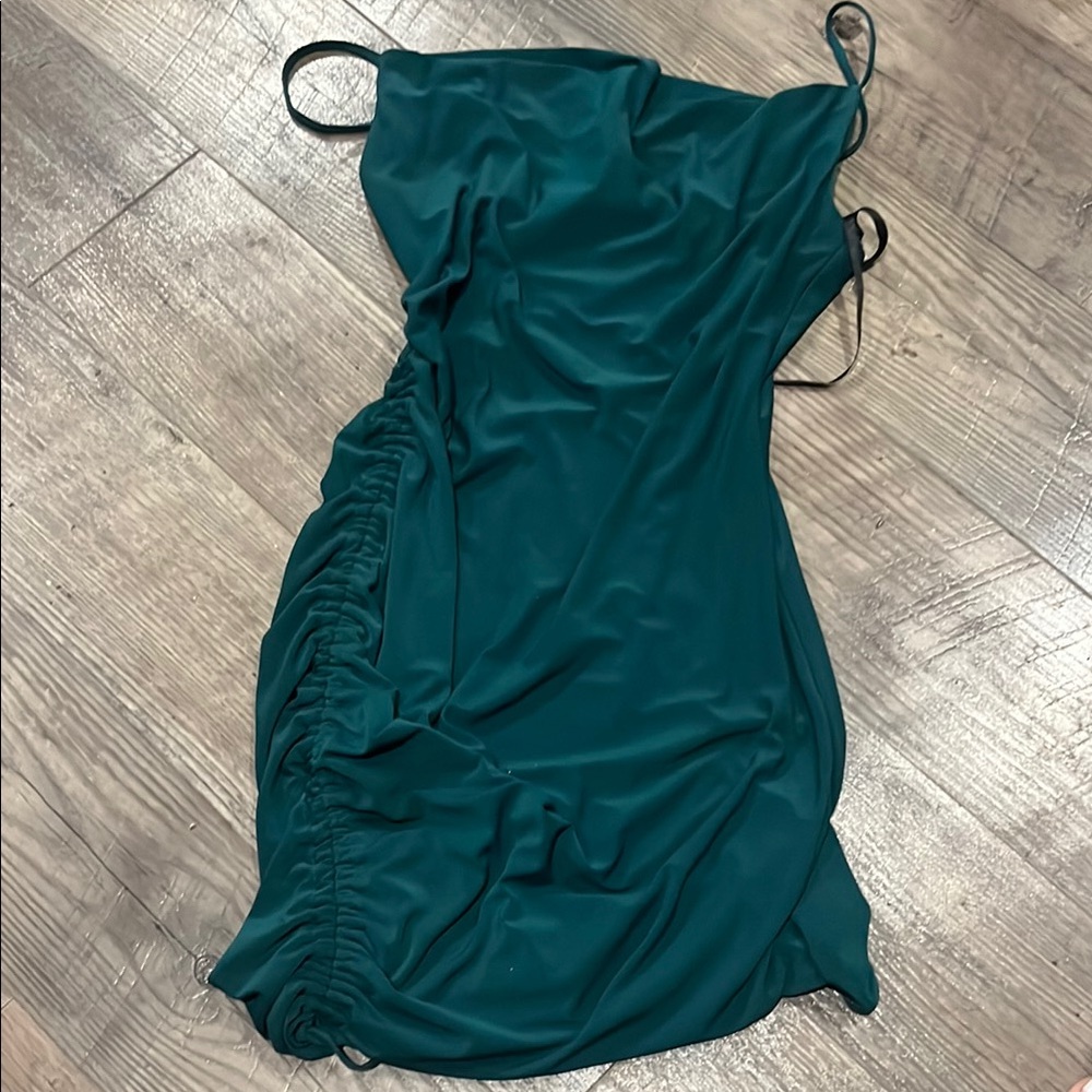 Elegant Teal Ruched Dress